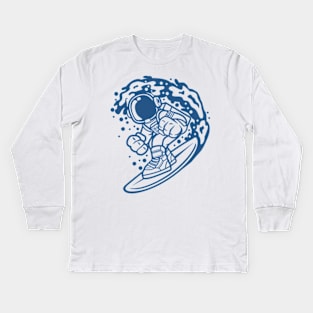 Astronaut Surfing Kids Long Sleeve T-Shirt